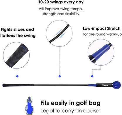 Golf Swing Trainer Aid 48"/40" Warm-Up Stick for Strength Flexibility Tempo Training Golf Practice Aid with Weighted Head Swing Corrector for Men Women